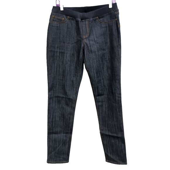 Boston Proper Denim - Boston Proper Womens Skinny Jeans Size 10 Dark Blue Denim Pull On Mid Rise